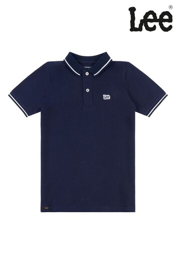 Lee Boys Blue Tipped Badge Polo Shirt (Q65894) | £30 - £36
