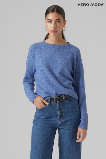 VERO MODA Blue Round Neck Soft Touch Knitted Jumper (Q65930) | £24