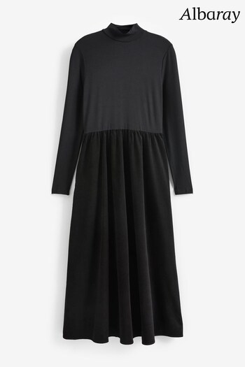 Albaray Jersey Cord Mix Black Dress (Q65961) | £95