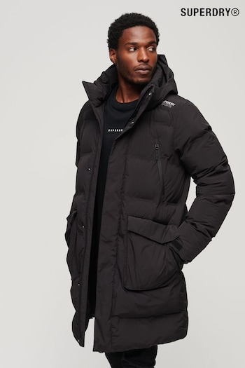 Superdry Black Hooded Longline Padded Jacket (Q65978) | £150