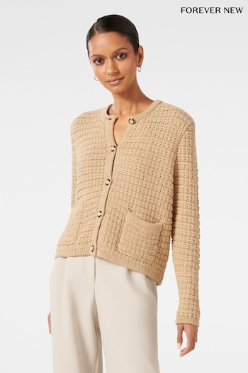 Forever New Cream Chloe Petite Textured Knit Cardigan (Q66032) | £90