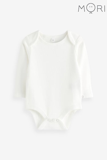 MORI Organic Cotton & Bamboo Long Sleeve Envelope Neckline Bodysuit (Q66090) | £19