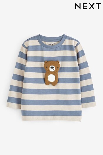 Blue Stripe Bear Long Sleeve Character T-Shirt (3mths-7yrs) (Q66172) | £6 - £8