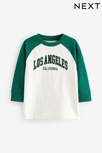 Green Long Sleeve Varsity T-Shirt (3mths-7yrs) (Q66209) | £8 - £10