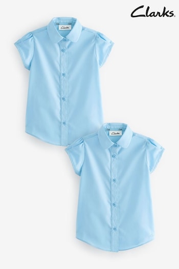 Clarks Blue Short Sleeve Girls School Shirts 2 Pack (Q66225) | £14 - £20
