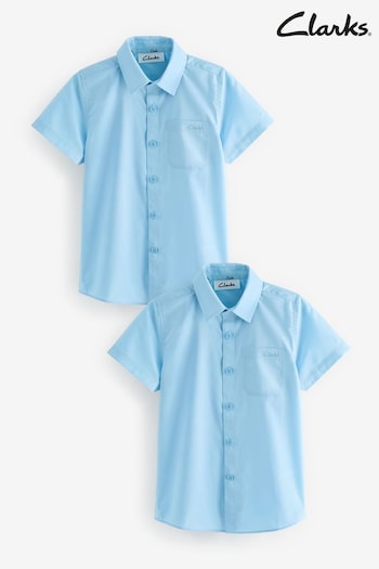 Clarks Blue Short Sleeve Boys School Shirts 2 Pack (Q66228) | £14 - £20