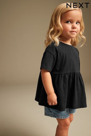 Black Short Sleeve Empire T-Shirt (3mths-7yrs) (Q66458) | £3.50 - £5.50