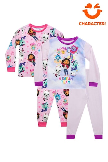 Character Pink Girls Gabby's Doll House Pyjamas 2 Pack (Q66460) | £28