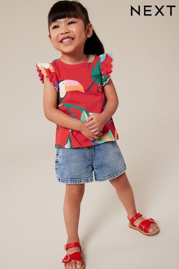 Red Tropical Toucan Scallop Vest (3mths-7yrs) (Q66489) | £4 - £6