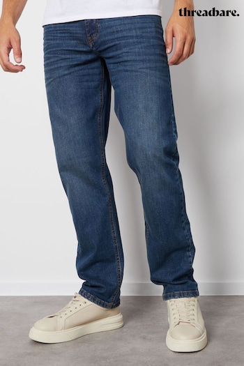 Threadbare Blue Straight Fit slit Jeans With Stretch (Q66500) | £25