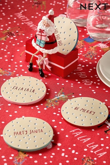 Set of 4 Red Fun Christmas Santa Coasters (Q66541) | £20