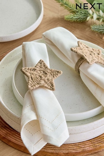 Set of 2 Natural Star Christmas Napkin Rings (Q66545) | £10