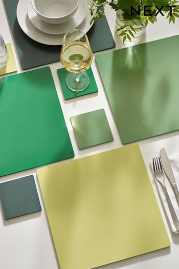 Set of 4 Green Wooden Placemats and Coasters (Q66562) | £20