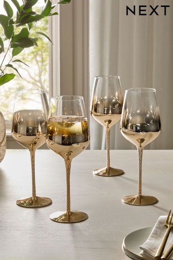 Set of 4 Gold Astrid Wine Glasses (Q66605) | £34