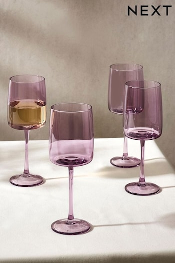 Set of 4 Purple Angular Wine Glasses (Q66613) | £24