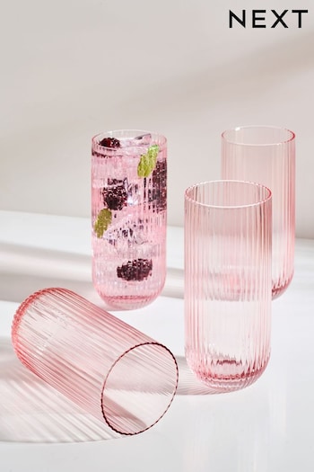 Set of 4 Pink Hollis Tumbler Glasses (Q66616) | £22