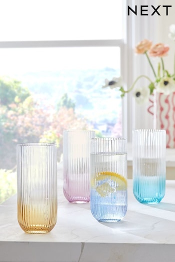 Set of 4 Multi Hollis Tumbler Glasses (Q66618) | £22