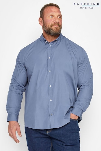 BadRhino Big & Tall Blue Long Sleeve Poplin Shirt (Q66620) | £26