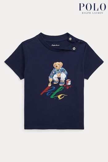Polo Ralph Lauren Navy Polo Bear Cotton Jersey T-Shirt (Q66621) | £45