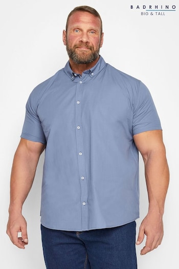BadRhino Big & Tall Blue Short Sleeve Poplin Shirt (Q66629) | £24