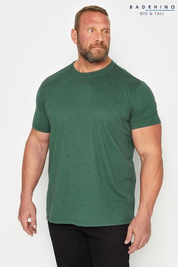 BadRhino Big & Tall Green Crew Neck Slub T-Shirt (Q66630) | £19