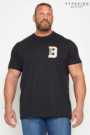 BadRhino Big & Tall Black Embroidered Front And Back Print T-Shirt (Q66631) | £21