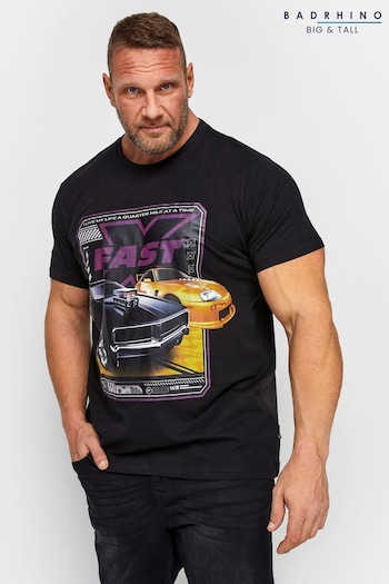 BadRhino Big & Tall Black Fast and Furious T-Shirt (Q66632) | £24
