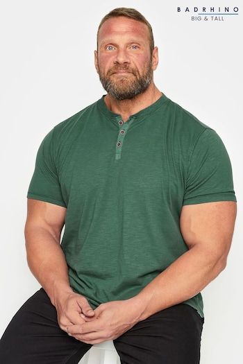 BadRhino Big & Tall Green Henley T-Shirt (Q66634) | £22