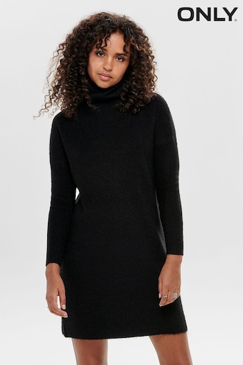 ONLY Black Roll Neck Knitted Jumper Dress (Q66635) | £38