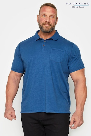 BadRhino Big & Tall Blue Slub Polo Shirt (Q66646) | £29
