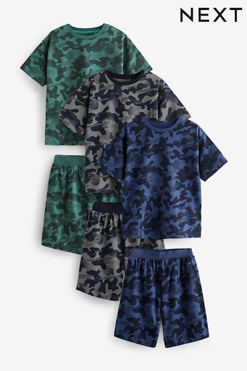 Blue/Grey/Green Camouflage Short Pyjamas 3 Pack (3-16yrs) (Q66653) | £24 - £30