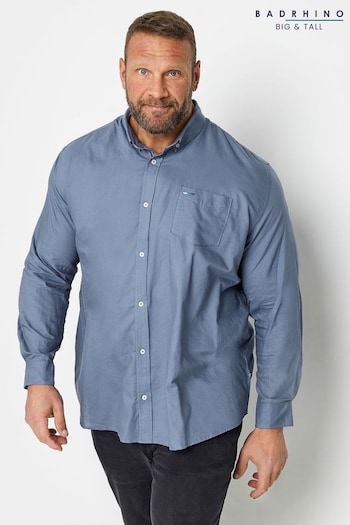 BadRhino Big & Tall Blue Long Sleeve Oxford Shirt (Q66662) | £29
