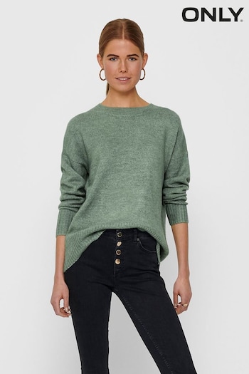 ONLY Green Round Neck Longline Tunic Soft Jumper (Q66669) | £36