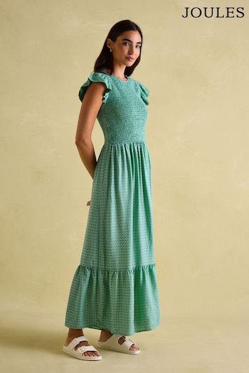 Joules Clover Green Shirred Dress (Q66705) | £44.95