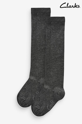 Clarks Grey Knee High Socks 2 Pack (Q66715) | £7 - £8