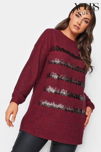 Yours Curve Red Sequin Jumper (Q66745) | £31