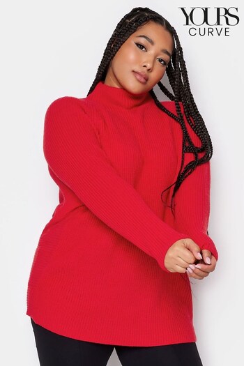 Yours Curve Red Ribbed Jumper (Q66751) | £29