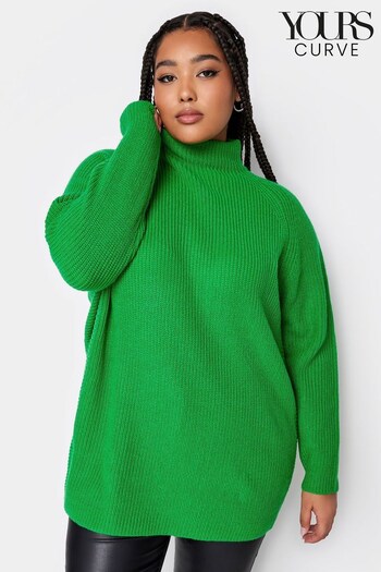 Yours Curve Green Ribbed Jumper (Q66758) | £29