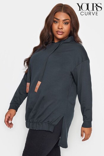 Yours Curve Blue Embellished Tie Hoodie (Q66776) | £29