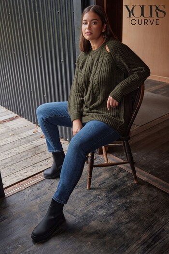 Yours Curve Green Cable Cut Out Jumper (Q66777) | £32