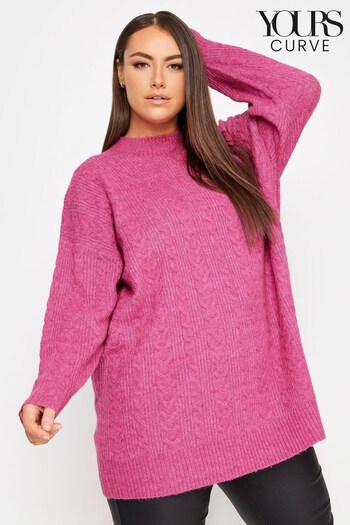 Yours Curve Pink Cable Turtle Neck Jumper (Q66789) | £31