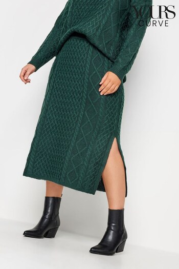 Yours Curve Green Cable Skirt (Q66801) | £29