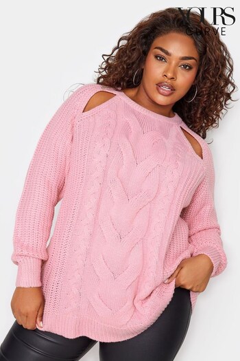 Yours Curve Pink Cable Cut Out Jumper (Q66805) | £32