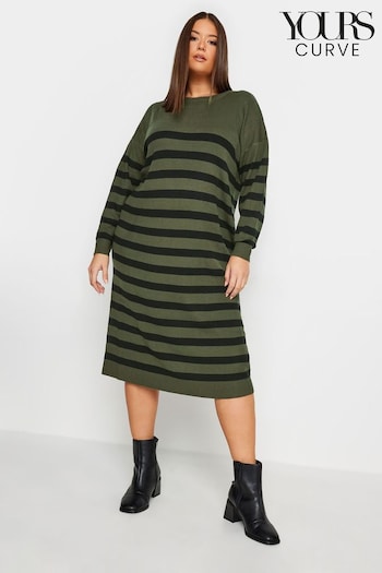 Yours Curve Green Crew Neck Dress (Q66826) | £34