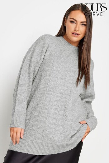 Yours Curve Grey Cable Turtle Neck Jumper (Q66827) | £31