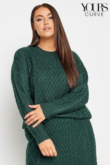 Yours Curve Green Cable Jumper (Q66849) | £29