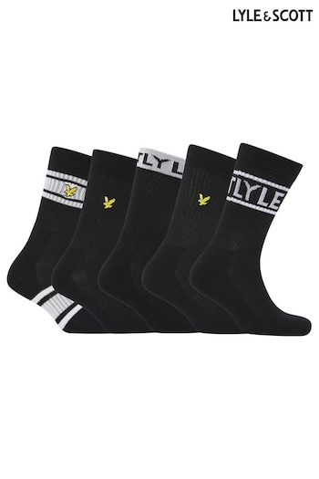 Lyle & Scott Montrose Sports Black Socks 5 Pack (Q66884) | £25