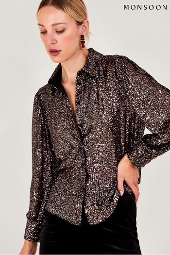 Monsoon Silver Megan Sequin Shirt (Q66908) | £75