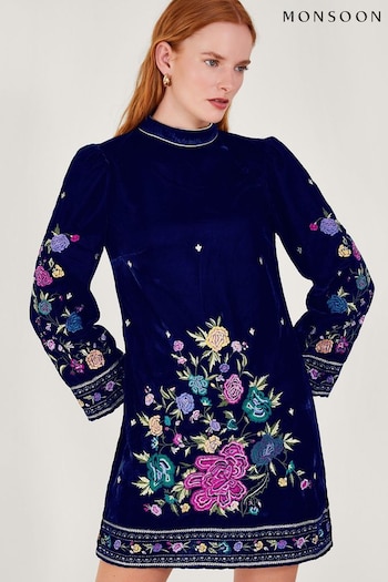 Monsoon Blue Freya Embroidered Tunic Dress (Q66914) | £110