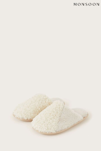 Monsoon Natural Boucle Mule Slippers (Q66936) | £25